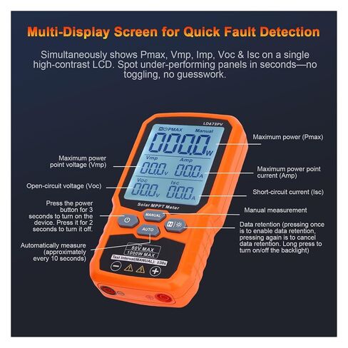 1000W Solar Panel Power Meter Tester with LCD Display – MPPT Pmax Voc Isc 12-80V in Kuwait