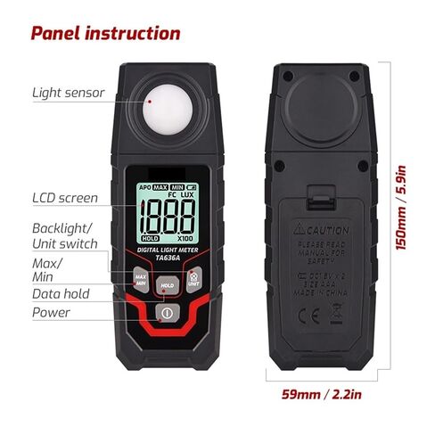 TA636A Professional Digital Lux Meter Handheld Illuminometer 0.1–200000 Lux / 0.01–20000 Fc in Kuwait