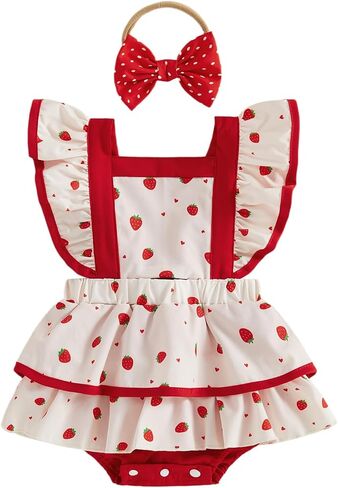 Baby Girl Watermelon Outfit Bubble Romper Dress Ruffle Sleeve Bodysuit Newborn Summer Clothes Infant Beach Outfits in Kuwait