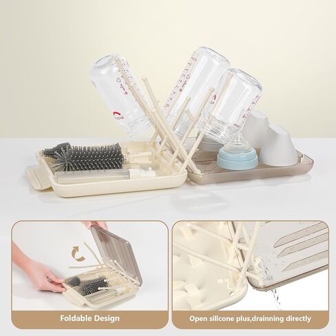 Baby Bottle Cleaning Kit, 6-in-1 Bottle Brush Set with Nipple Brush, Straw Cleaner, Drying Rack and Travel Storage Case in Kuwait