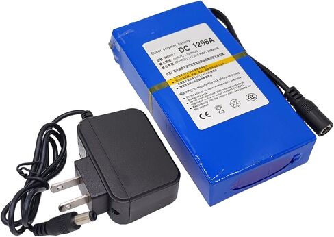 (2-Pcs) DC 1298A 12V 9800mAh Battery Pack for CCTV Camera, MP3 Players with Charger (12 Volt, 9.8 Ah) in Kuwait