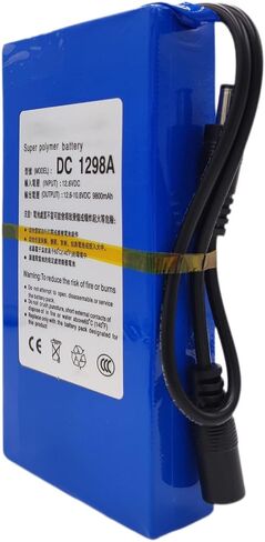 (2-Pcs) DC 1298A 12V 9800mAh Battery Pack for CCTV Camera, MP3 Players with Charger (12 Volt, 9.8 Ah) in Kuwait