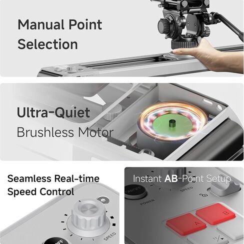 Motorized Camera Slider Dolly, 125° Panoramic Rotation, Silent High-Torque Motor, Button & App Control, Includes Portable Carrying Case in Kuwait