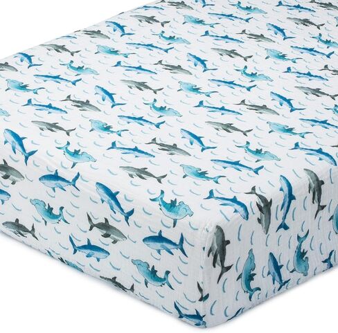 LollyBanks Muslin Crib Sheet 1 Pack, 100% Cotton Neutral Baby Crib Sheet for Standard 52"x28" Mattress, Soft Baby Fitted Sheets for Boys and Girls, Infant Bedding Essentials (Golf Cart Print) in Kuwait