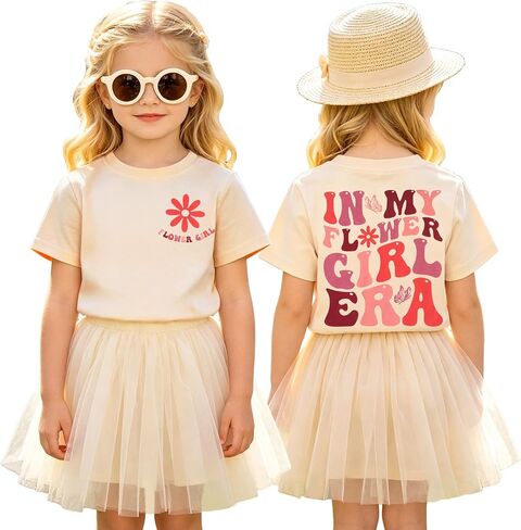 Ritatte Flower Girl Shirt for Toddler Kids in My Flower Girl Era T-Shirt Cute Butterfly Wedding Tees Bridal Party Summer Tops in Kuwait