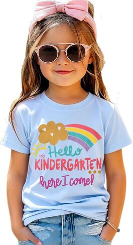 GLIGLITTR Kindergarten Here I Come Shirt for Girl First Day of Kindergarten Tshirt Kids 1st Day Back to School Rainbow Outfit in Kuwait