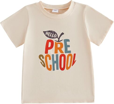 Toddler Boy Girl First Day of School Outfit Hello Preschool Kindergarten First Grade T-Shirt Back to School Clothes in Kuwait