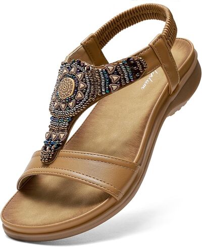 Littleplum Women's Arch Support Sandals Comfortable Orthopedic Walking Sandals Bohemian Summer Beach Flip Flops in Kuwait