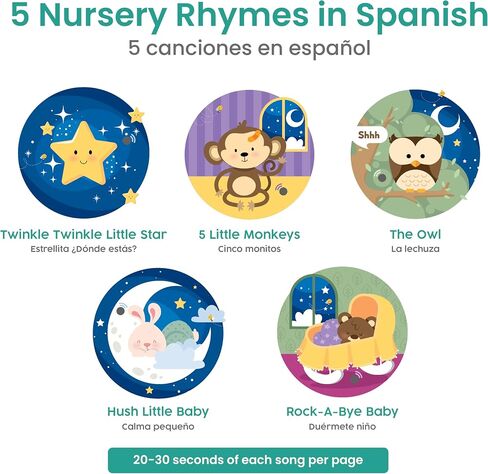 Binibi Estrellita Bilingual Spanish Sound Book for Toddlers 1-3 | Libros en Español para Niños. Spanish lullabies and nursery rhymes, interactive sound buttons, sturdy board book. in Kuwait
