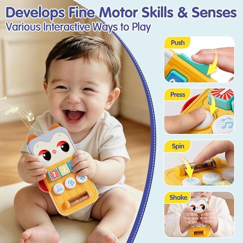 HOLA Owl Baby Phone Toy, Musical Baby Toys 6-12 Months with Animal Sounds, Music & Soothing Sounds, Sensory Learning Toy for Babies,Toys for 1 Year Old Boys & Girls Birthday Gift in Kuwait