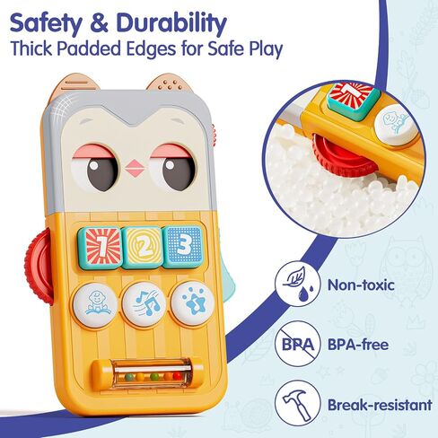 HOLA Owl Baby Phone Toy, Musical Baby Toys 6-12 Months with Animal Sounds, Music & Soothing Sounds, Sensory Learning Toy for Babies,Toys for 1 Year Old Boys & Girls Birthday Gift in Kuwait
