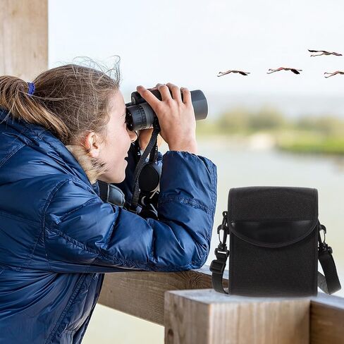 Luxshiny Portable Binoculars Storage Bag with 1680d Fabric and Sponge Padding, Comfortable Shoulder Strap, Classic Solid Black Design, for Travel and Outdoor Use in Kuwait