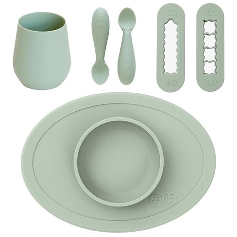 First Foods Bundle 6m+ (Sage) Tiny Bowl + Tiny Spoons + Tiny Cup + Food Cutters Baby Essentials in Kuwait