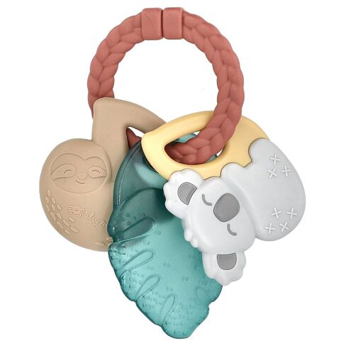 Itzy Ritzy Teething Keys Baby Teether Toy - Features a Braided Texture Ring & Keys, Includes a Water-Filled Leaf-Shaped Teether & Silicone Sloth & Koala Teething Toys, Ideal for Ages 3 Months & Up in Kuwait