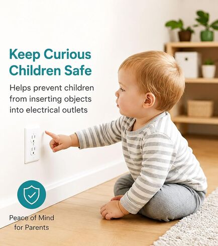 Art Plates - Child Safety Outlet Covers - Self-Closing Outlet Protectors for Duplex and Decorator Wall Sockets - Baby Proof Plug Covers Help Prevent Electric Shock, Dust, & Tampering - White - 6 Pack in Kuwait