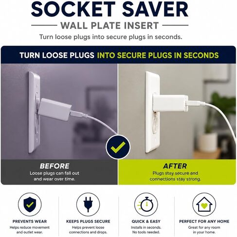 10 Pack Outlet Tightener Inserts for Loose Electrical Outlets, 2 Prong Plastic Plug Stabilizers, Socket Grip Enhancers for Worn Wall Receptacles, Improves Plug Retention, Secure Power Connection. in Kuwait