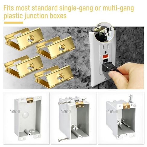 4 Pack Electrical Box Repair Clips, Repair Stripped or Damaged Electrical Wall Boxes/Loose Electrical Outlets and Switches, Provide New Threaded Mounting Points, Electrical Boxes Repair Parts in Kuwait