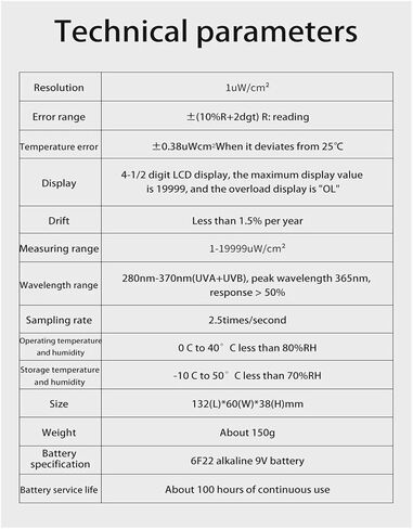UV Meter, UV Index Meter Portable Digtial Ultraviolet Radiation Blocking Performance Detector Irradiation Intensity of UVA+UVB in Sunlight in Kuwait