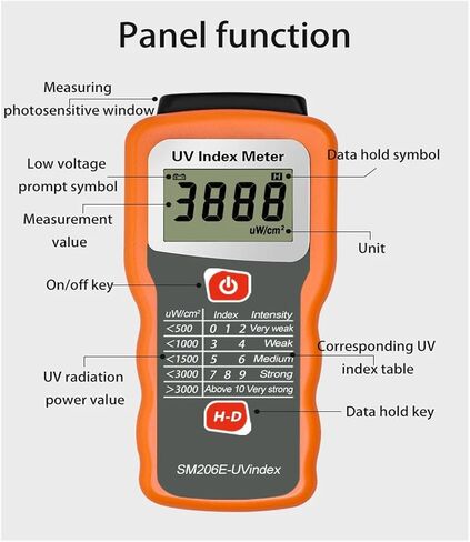 UV Meter, UV Index Meter Portable Digtial Ultraviolet Radiation Blocking Performance Detector Irradiation Intensity of UVA+UVB in Sunlight in Kuwait