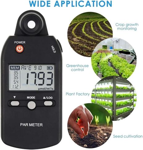 UV Meter, PAR Meter Illuminance Meter PPFD Sensor Full-Spectrum Record Function Indoor Outdoor Plant Light Meter in Kuwait