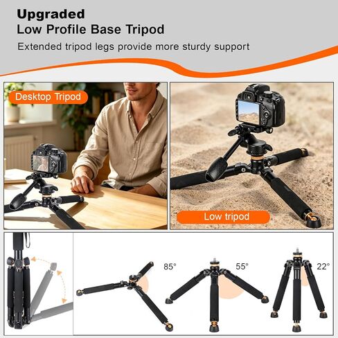 Koolehaoda 71.6" Camera Monopod with 3-Way Pan Tilt Head & Removable Base | Aluminum Portable Travel Monopod with Storage Bag for DSLR, Camcorder, Vlog & Sports Shooting in Kuwait