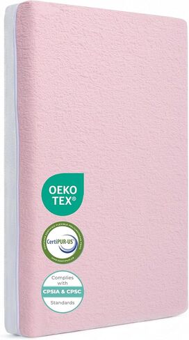 Mini Crib Mattress, 2-Stage Firmness 38x24x4 Inch for Mini & Portable Cribs | Breathable Dual-Sided Firm Support for Infants, Gel Memory Foam Soft for Toddlers, Non-Toxic, with Machine-Washable Cover in Kuwait