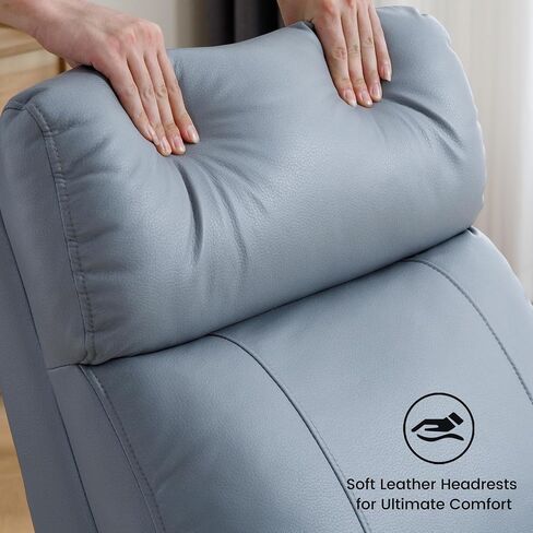 Power Swivel Rocker Recliner, Faux Leather Rocking Recliner Chair with USB Port, Swivel Glider Reclining Chair Nursery Recliners for Living Room, Blue in Kuwait