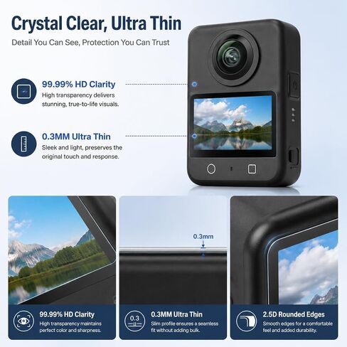 Screen Protector and Lens Guards for DJI OSMO 360 PC Lens Protector Cover | Clear 9H dji osmo 360 lens protector. Anti-smudge, smooth touch response, includes 2-pack lens and screen guards in Kuwait