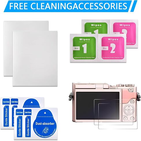 2PCS Screen Protector Compatible with Panasonic GF10 GF90, Crystal Clear 9H Hardness Tempered Glass Film, Digital Camera Accessories, Anti-scratch Anti-Finger Print in Kuwait