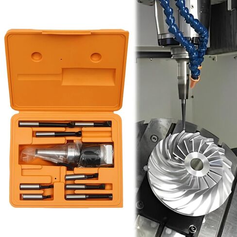 2 Inch Boring Head Set,9Pcs Milling Machine Accessories,1/2" Boring Bar Hole Diameter Milling Forming and Drilling Machines for R8, BT40, NT, MT in Kuwait