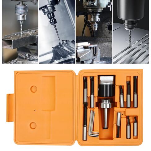 2 Inch Boring Head Set,9Pcs Milling Machine Accessories,1/2" Boring Bar Hole Diameter Milling Forming and Drilling Machines for R8, BT40, NT, MT in Kuwait