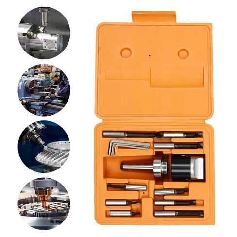 2 Inch Boring Head Set,9Pcs Milling Machine Accessories,1/2" Boring Bar Hole Diameter Milling Forming and Drilling Machines for R8, BT40, NT, MT in Kuwait