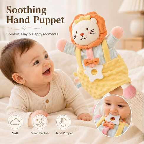 Golray Baby Boy Gifts for Baby Shower, Newborn Baby Boy Gift Basket with Lion Lovey Hand Puppet, Muslin Swaddle Blanket, Baby Rattle, Bib, Socks, Milestone Sign, Welcome Baby Gift Set for Boys in Kuwait