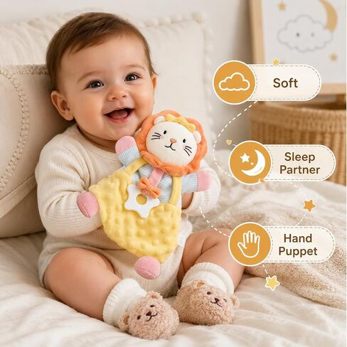 Golray Baby Boy Gifts for Baby Shower, Newborn Baby Boy Gift Basket with Lion Lovey Hand Puppet, Muslin Swaddle Blanket, Baby Rattle, Bib, Socks, Milestone Sign, Welcome Baby Gift Set for Boys in Kuwait
