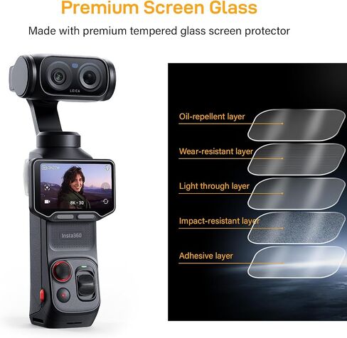 Auto Align Screen Protector for Insta360 Luna Ultra, Edge to Edge, 9H Hardness Scratch Resistant Tempered Glass, HD Clear in Kuwait