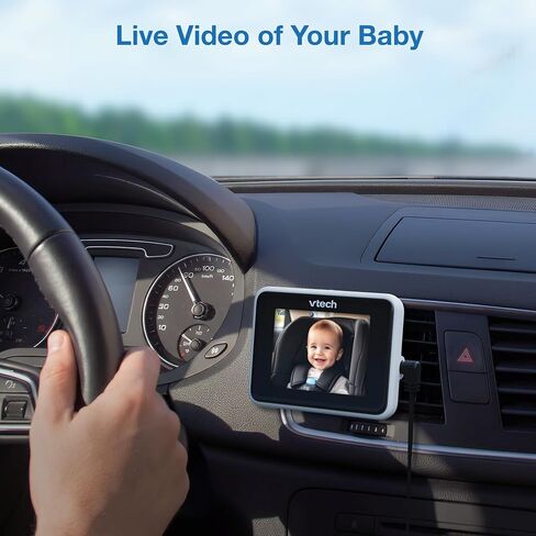 VTech Backseat Baby Car Camera, 2.8" LCD Vent Mount Viewer – Car Powered, No Batteries, Rear Facing Seat Camera, Head-to-Toe View, Wireless, Easy Install | V-Go Kit in Kuwait