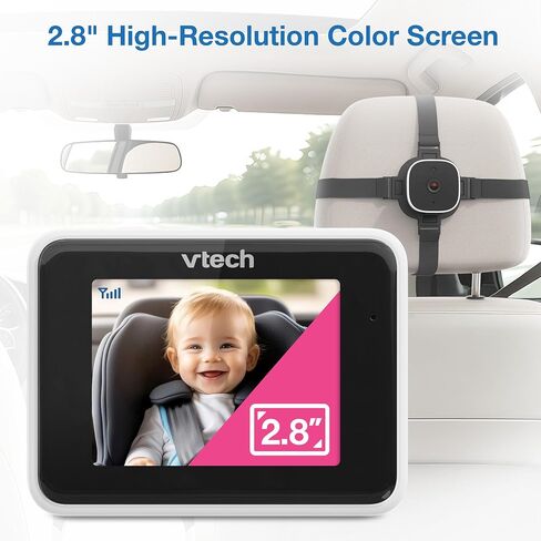 VTech Backseat Baby Car Camera, 2.8" LCD Vent Mount Viewer – Car Powered, No Batteries, Rear Facing Seat Camera, Head-to-Toe View, Wireless, Easy Install | V-Go Kit in Kuwait