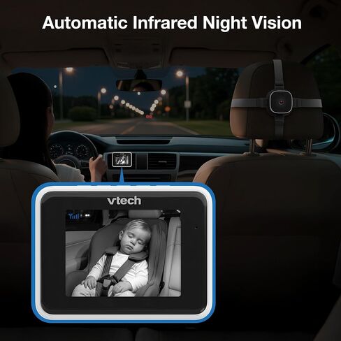 VTech Backseat Baby Car Camera, 2.8" LCD Vent Mount Viewer – Car Powered, No Batteries, Rear Facing Seat Camera, Head-to-Toe View, Wireless, Easy Install | V-Go Kit in Kuwait