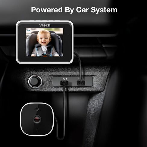 VTech Backseat Baby Car Camera, 2.8" LCD Vent Mount Viewer – Car Powered, No Batteries, Rear Facing Seat Camera, Head-to-Toe View, Wireless, Easy Install | V-Go Kit in Kuwait