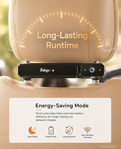 Babyvue BV6 Baby Car Camera Wireless, Baby Monitor with Suction Cup Mount | 1080P HD, 5.2" IPS Screen, Auto IR Night Vision, 3X Zoom, Easy Setup Car Seat Camera for Rear-Facing Baby Kids (Black) in Kuwait