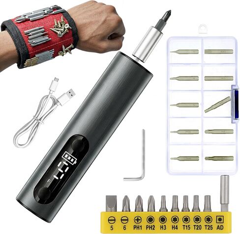 Professional Electric Screwdriver Set with Magnetic Wristband-Multi-Size Mini Precision Magnetic Bits, Quick Screw Removal, Repair Tool Kit for Phone, Camera, Watch, Glasses & Electronics (grey) in Kuwait