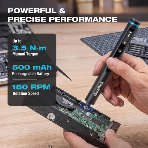 DURATECH 49-IN-1 Mini Precision Electric SAE Screwdriver Set | 5 Torque Levels, Smart Digital Display, One-Press Pop-Up Design, 42PCS Premium S2 Steel Bits, Magnetic Bit Organization in Kuwait