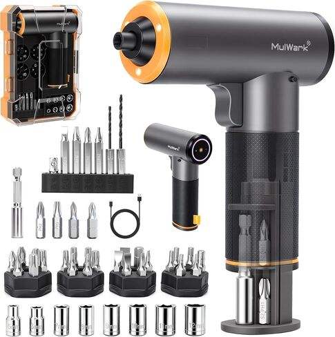 MulWark Electric Screwdriver Set, 4V Cordless Screwdriver with 46 Precision Driver Bit Set, 2000mAh Electric & Manual Powered Screwdriver with Touchscreen for Home Improvement, DIY Projects in Kuwait