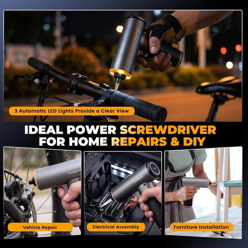 MulWark Electric Screwdriver Set, 4V Cordless Screwdriver with 46 Precision Driver Bit Set, 2000mAh Electric & Manual Powered Screwdriver with Touchscreen for Home Improvement, DIY Projects in Kuwait