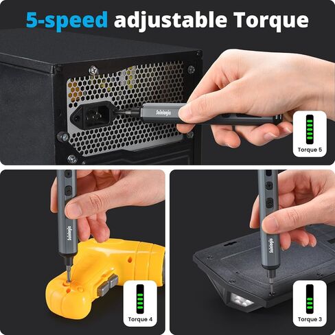 Sainlogic Electric Screwdriver, 68 in 1 Screwdriver Set, 3.7V Mini Electric screwdriver cordless 350mAh, 5 Torque Settings, 4 LED Lights, Electric Small Screwdriver Set for Phone Camera Watch, Gray in Kuwait