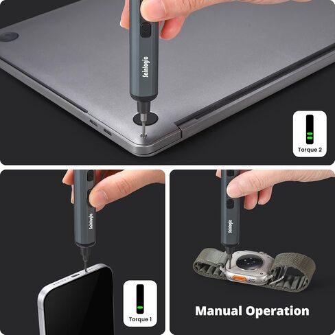 Sainlogic Electric Screwdriver, 68 in 1 Screwdriver Set, 3.7V Mini Electric screwdriver cordless 350mAh, 5 Torque Settings, 4 LED Lights, Electric Small Screwdriver Set for Phone Camera Watch, Gray in Kuwait