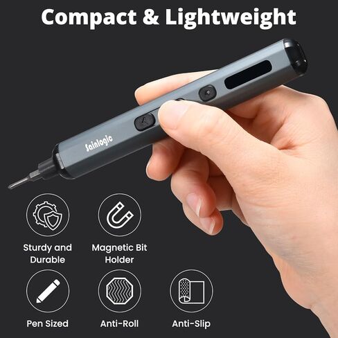Sainlogic Electric Screwdriver, 68 in 1 Screwdriver Set, 3.7V Mini Electric screwdriver cordless 350mAh, 5 Torque Settings, 4 LED Lights, Electric Small Screwdriver Set for Phone Camera Watch, Gray in Kuwait