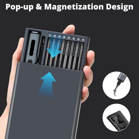 Sainlogic Electric Screwdriver, 68 in 1 Screwdriver Set, 3.7V Mini Electric screwdriver cordless 350mAh, 5 Torque Settings, 4 LED Lights, Electric Small Screwdriver Set for Phone Camera Watch, Gray in Kuwait
