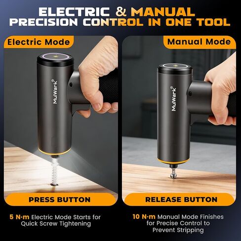 MulWark Electric Screwdriver Set, 4V Cordless Screwdriver with 46 Precision Driver Bit Set, 2000mAh Electric & Manual Powered Screwdriver with Touchscreen for Home Improvement, DIY Projects in Kuwait