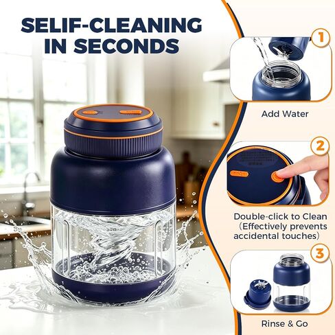 Portable Wireless Juicer Cup, 38 Blades USB Rechargeable Blender | 28Oz Dual Lid Leakproof Compact Travel Juicer Cup for Protein Shakes, Fruit Juice & Vegetables Office Outdoor(Blue-800ml) in Kuwait